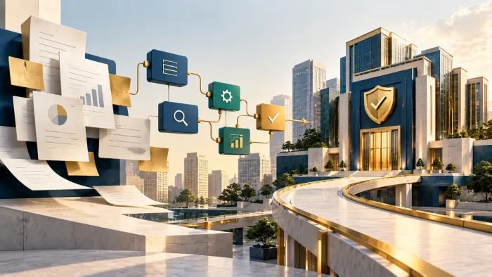 Documents and data flowing through validation steps towards a secure, well-structured organization
