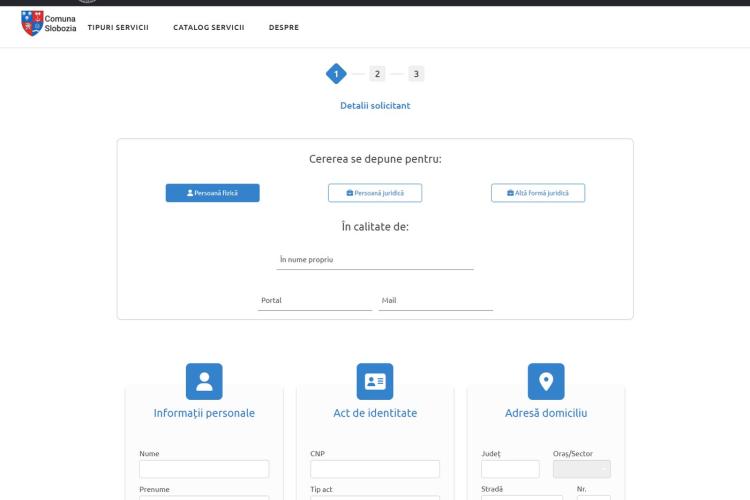 Slobozia citizen portal — submitting a request