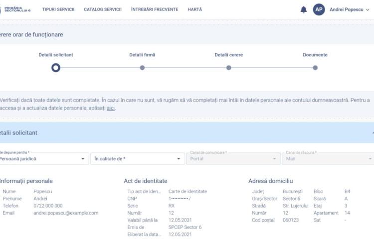 Portal cetățean: cerere online cu datele solicitantului precompletate